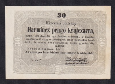 Ungaria / Romania - 30 Pengo Kraiczar 1849 UNC / Necirculata, scrisa in chirilica / romana veche foto