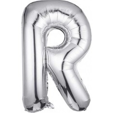 Balon Folie Litera R Argintiu - 100 cm foto