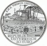 Austria 20 euro 2004 Proof argint, "SMS Viribus Unitis" ,proof , caseta ,certificat