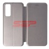 Husa Flip Round Huawei P Smart 2021, Piele Ecologica, Gri Fossil