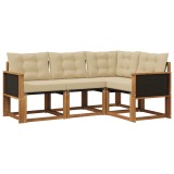 vidaXL Set de canapele de exterior cu pernă 4 pcs Natural și Bej 3381913