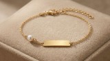 Cumpara ieftin Bratara Argint 925 Placata cu Aur Personalized Grace , Design cu Placuta E i Perla
