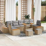 Cumpara ieftin Set de canapele pentru grădină cu pernă 10 pcs Bej Rattan poli