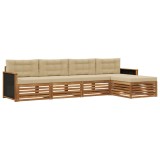 vidaXL Set de canapele de exterior 5 pcs Natural și Bej Poliester 3383226
