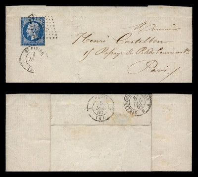 France 1860 Cover + Content Saint-Dizier to Paris - Railroad Cancel D.196 foto