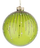 Set 4 globuri brad Craciun sticla verde sclipici auriu Sparkle &Oslash; 10 cm