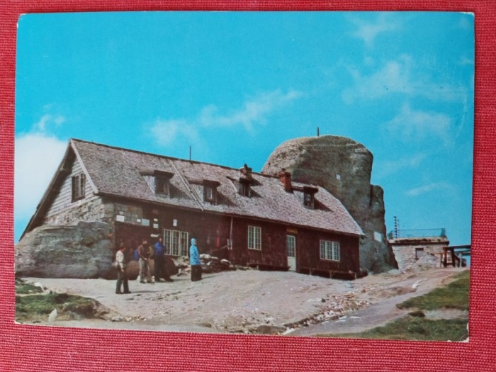 CPIB 23424 CARTE POSTALA - MUNTII BUCEGI. &quot;CABANA OMUL&quot;, CIRCULATA, 1976, STAMPILE, TIMBRU