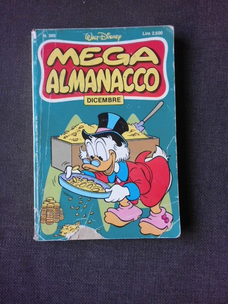 WALT DISNEY, MEGA ALMANACCO, DECEMBRIE 1986 (CARTE CU BENZI DESENATE, TEXT IN LIMBA ITALIANA)