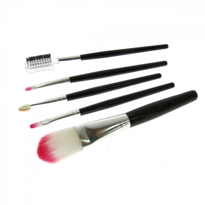 Set 5 pensule make-up, Global Fashion Cosmetic Brush, roz