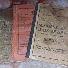 Lot 3 Carnete/CARNET DE ASIGURARE 1935-1938/1937-1940/1939-1942,T.GRATUIT