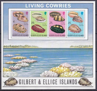 DB1 Ins. Gilbert &amp;amp; Ellice ( Kiribati ) Fauna Marina Scoici MS MNH Bl. 2 Michel foto