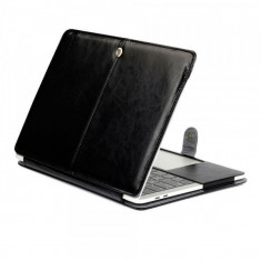 Husa Protectie Macbook Air 13,3 inch din piele ecologica Neagra foto