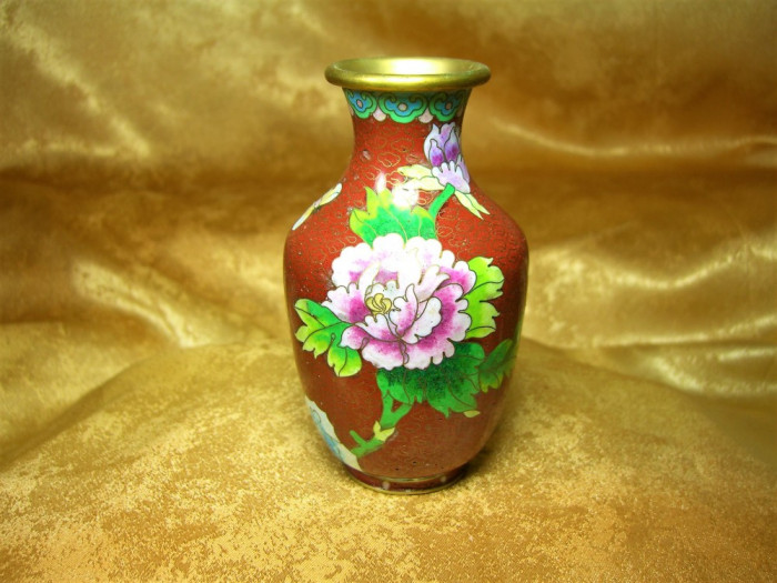 Vaza Cloisonne bujor, colectie, cadou, vintage