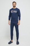 Fila set de pijama de bumbac culoarea albastru marin, cu imprimeu