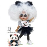 Papusa Nines D'Onil, Dainty Lady Panda, din vinil, cu tematica urs panda