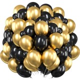 Set 100 baloane pentru petrecere, 40cm, negru auriu Household NewTrend