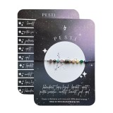 Bratara reglabila argintie Zodia Pesti din 9 cristale naturale si otel inoxidabil