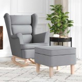 Cumpara ieftin Scaun balansoar cu taburet, gri deschis, textil