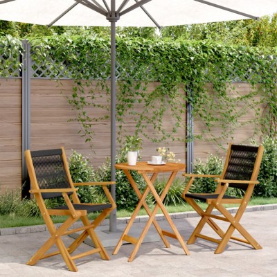 vidaXL Set mobilier bistro, 3 piese, negru, polipropilenă lemn masiv foto