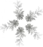 Set de 5 flori artificiale pentru bradul de Craciun TAZZOR, polietilena, argintiu, 20 x 7 cm