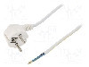 Cablu alimentare AC, 5m, 3 fire, culoare alb, cabluri, CEE 7/7 (E/F) &amp;#351;tecar in unghi, SCHUKO mufa, PLASTROL - W-97161