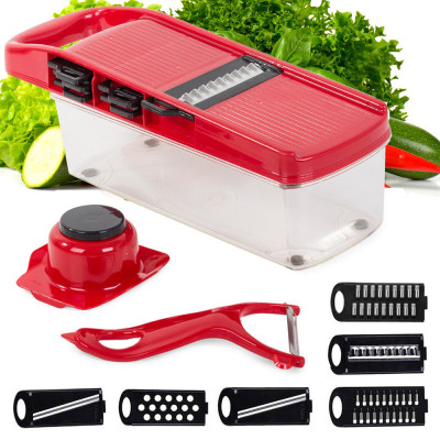 Răzătoare pentru Fructe și Legume, 6 Lame Interșanjabile, Container Transparent foto