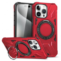 Husa De Protectie Pentru Iphone 14 Pro Max, Kickstand Magnetic, CRISTALIS SALE™ Cu Suport Inel, Antishock, Magsafe / Rosu