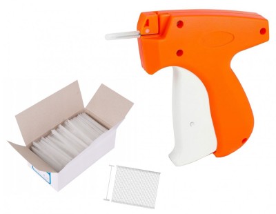 Set pistol de agatat etichete cu 5000 buc agatatori, plastic si otel, portocaliu/alb foto