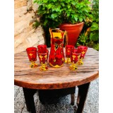 Set carafă cu 6 pahare roșii din sticlă