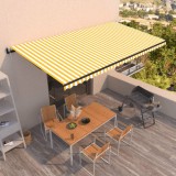VidaXL Copertină retractabilă automat, galben și alb, 600x350 cm