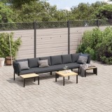 Gossi set canapea de gradina, 5 piese, cu perne, negru, aluminiu