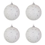 Set Globuri Craciun Albe Diametru 10cm 4 Bucati Plastic CMCLASS