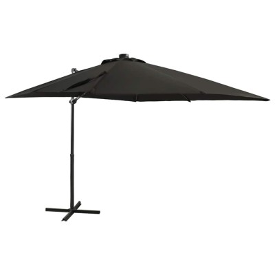 vidaXL Umbrelă &amp;icirc;n consolă cu st&amp;acirc;lp și LED-uri, negru, 250 cm 312324 foto