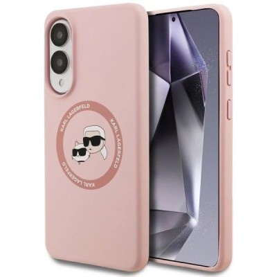 Husa MagSafe pentru Samsung Galaxy S25 Edge S937, Karl Lagerfeld, Silicone Double Heads, Roz foto