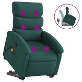 Cumpara ieftin Fotoliu rabatabil de masaj, cu ridicare, verde inchis, textil