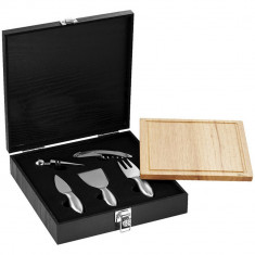 Set accesorii vin si branzeturi 6 piese, Paul Bocuse by AleXer, MO01, lemn si otel inoxidabil, negru, breloc inclus foto