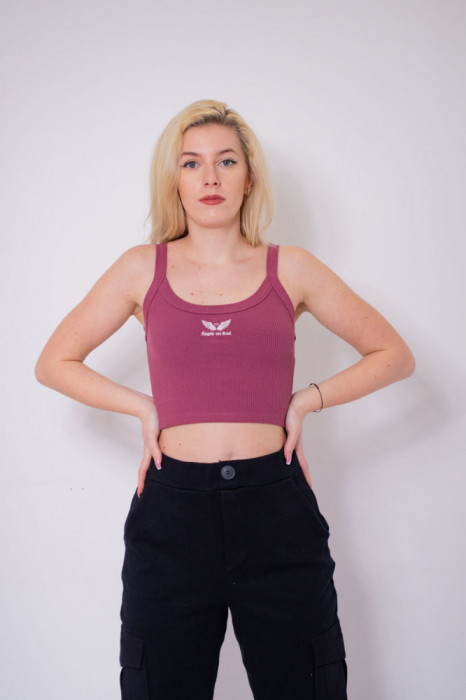 Top cropped cu bretele subtiri Pull&amp;Bear