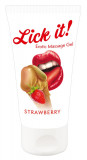 Lubrifiant gel de masaj Lick It Strawberry, Aroma Capsuni , 50ml