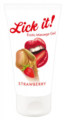 Lubrifiant gel de masaj Lick It Strawberry, Aroma Capsuni , 50ml foto