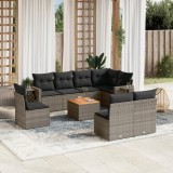 Gossi set canapele de gradina, 9 piese, cu perne, gri, poliratan