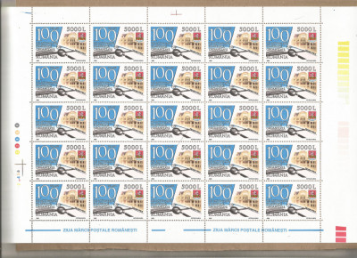 Rom&amp;acirc;nia, LP 1615/2003, Ziua mărcii poștale rom&amp;acirc;nești, coală, erori, MNH foto