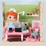 Set adapost pentru animalute flippy, casa de papusi cu mobilier si ustensile, activitati distractive
