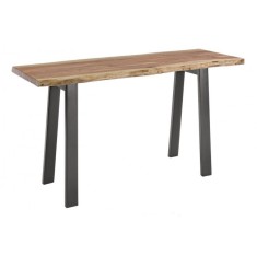 Consola cu picioare din fier negru si blat lemn maro Aron 130 cm x 45 cm x 76 h