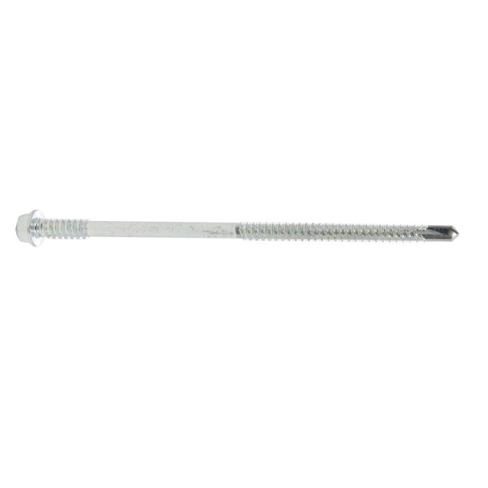 Surub autoforant, pentru panouri, cu cap hexagonal, din otel, zincat alb, SW8, 6.3/5.5 x 120 mm