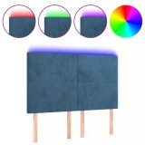 Cumpara ieftin Tablie de pat cu LED, albastru inchis, 144x5x118/128cm, catifea
