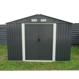 Magazie de gradina metalica 174x236x206 cm, usi glisante, 2 usi, profile otel galvanizat 0.6 mm, panouri 0.25 mm, baza 162x226 cm, inaltime pereti