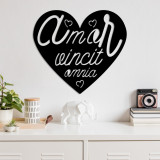 Decoratiune de perete Metal Omnia Vincit Amor 3, Negru, 56x50 cm