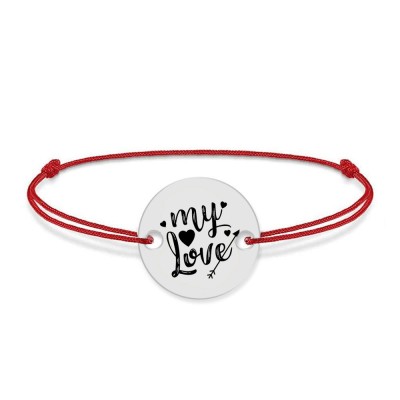 Lover - Bratara snur personalizata banut argint 925 cu textul My Love foto