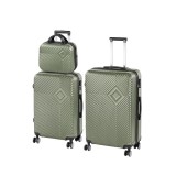 Set 3 Valize Rigide Leziter TraveLux Pro XX Verde Ulei ABS, Carcasa Solida, Roti Duble 360, Troler De Mana 28cm, Medie 68cm, Mare 76cm
