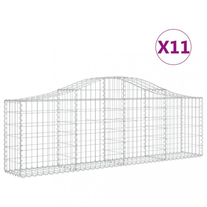Cosuri gabion arcuite 11 buc, 200x30x60/80 cm, fier galvanizat